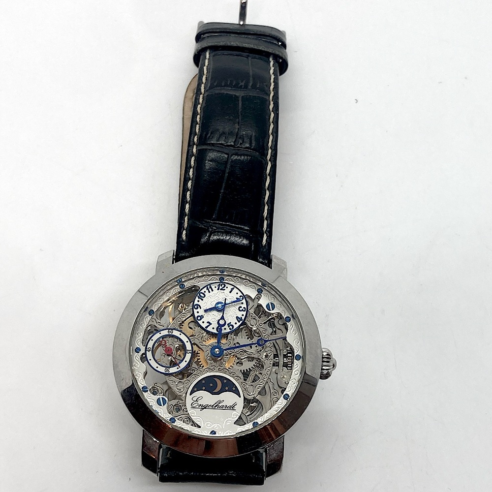 Engelhardt Men’s Wrist Watch Celestial Skeleton Leather Strap Watch | Working